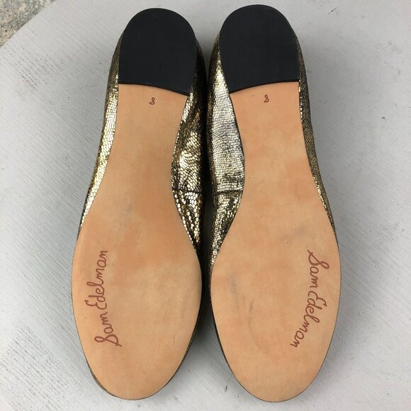 Sam Edelman NWOT Women's Size 8M Augusta Gold Leather Slip On Ballet Flats - Picture 8 of 12